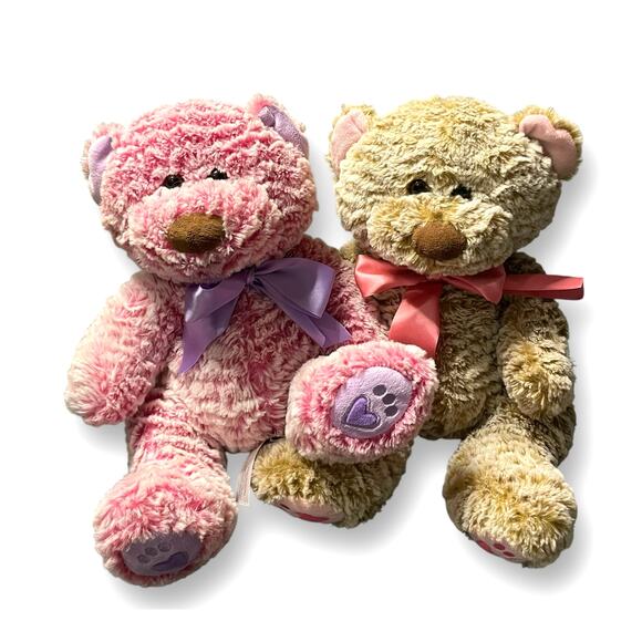 Animal Adventure Teddy Bear Plush Stuffed Animal 12" Ribbons Nursery Twins Lot 2 - Picture 5 of 14